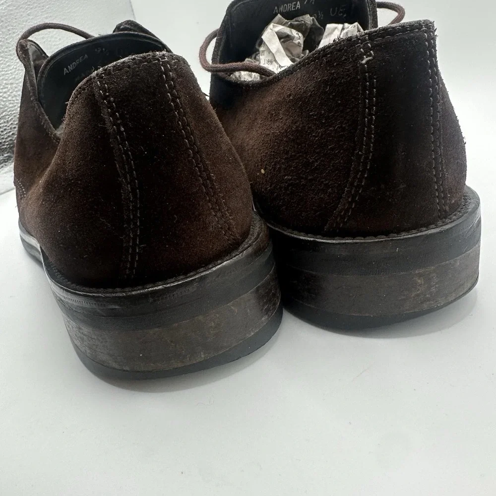 FACONNABLE Andrea Oxfords Made in Italy Shoes Brown Suede Men's US 9.5 42.5 EU